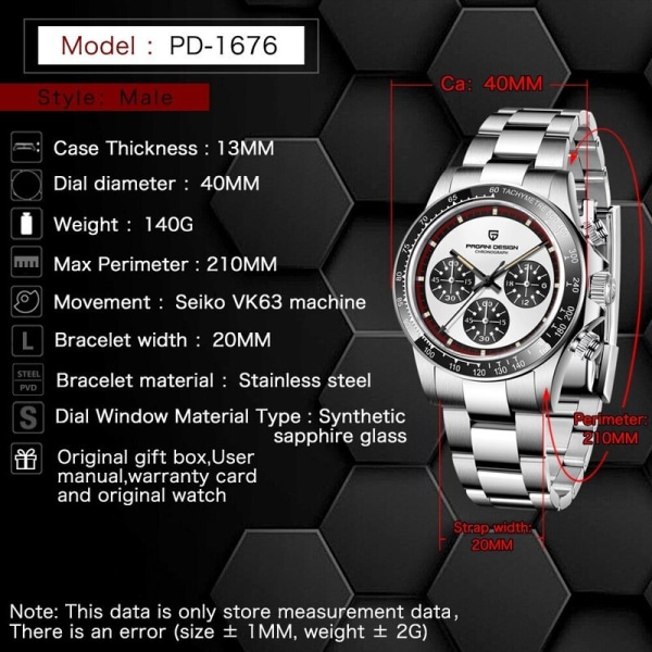 PAGANI DESIGN 2023 New Men Quartz Armbandsur Mode Keramisk Bezel Kronograf Stoppur Vattentät 100 m rostfri watch för män Black