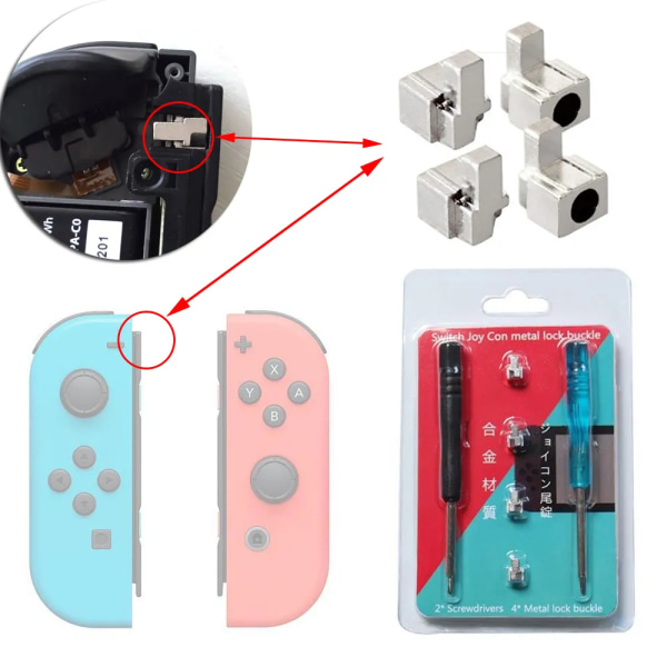 1 set utbytesspännen för metalllås för Nintendo Switch JoyCon reparationsdelar med skruvmejslar Gaming reparationssats för fasta delar