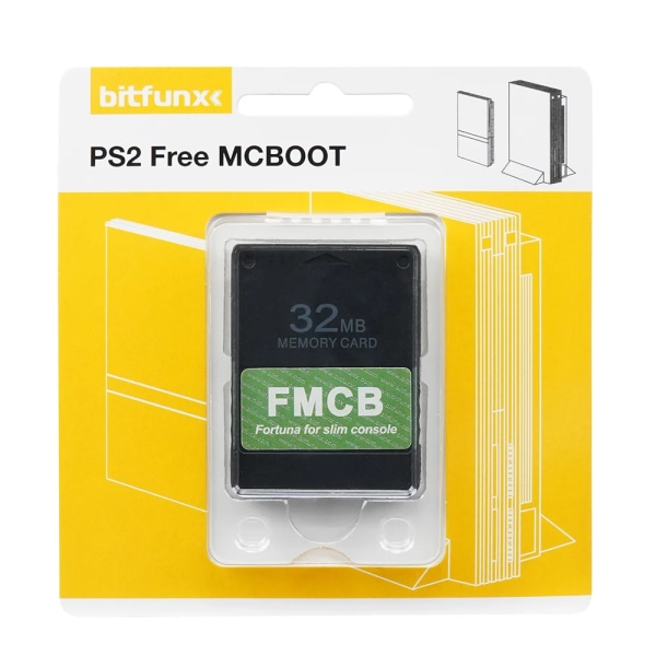 Bitfunx Fortuna FMCB gratis McBoot-minneskort för Sony Playstation 2 PS2 Slim Game Console 32MB