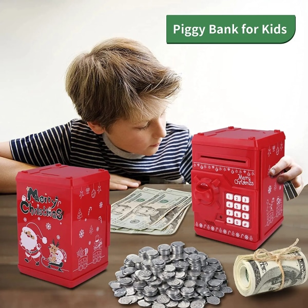 Maskin Julklapp för barn Barn Elektronisk Spargris ATM Mini Sparkasse Säkerhet Lösenord Tugga Mynt Kontantinsättning Red