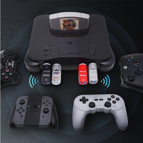 RetroScaler BlueRetro trådlösa spelkontroller Adapter för Nintendo 64-konsol till PS3 PS4 PS5 8bitdo ultimata spelkontroller Red