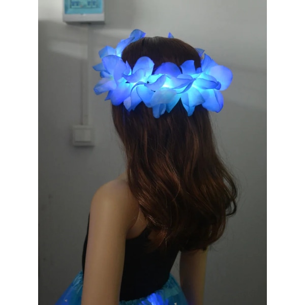 Light Up Glow LED Hawaii Hula Luau Flower Leis Garland halsband Krans lysande purple headband