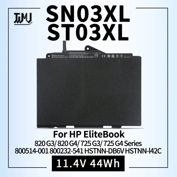 Laptopbatteri SN03XL ST03XL för HP EliteBook 820 G3 820 G4 725 G3 725 G4 Series 800514-001 800232-541 800232-241 800232-271 SN03XL 11.4V 44Wh