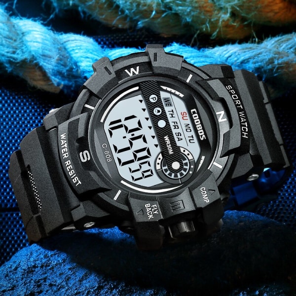 Män LED Digitala klockor Lysande mode Sport Vattentäta klockor Nya 2023 For Man Date Army Military Clock Relogio Masculino 02 Black