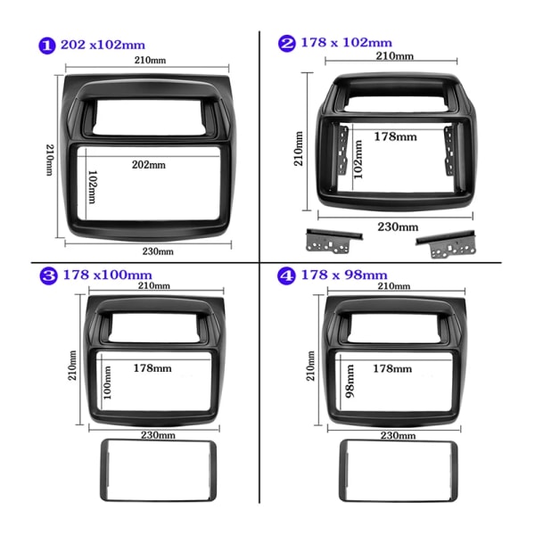 2 Din Radio Frame DVD Stereo Panel Dash Mounting Installation Trim Kit Face Fascia För Mitsubishi Pajero Sport Triton L200 2014+ 178x102mm