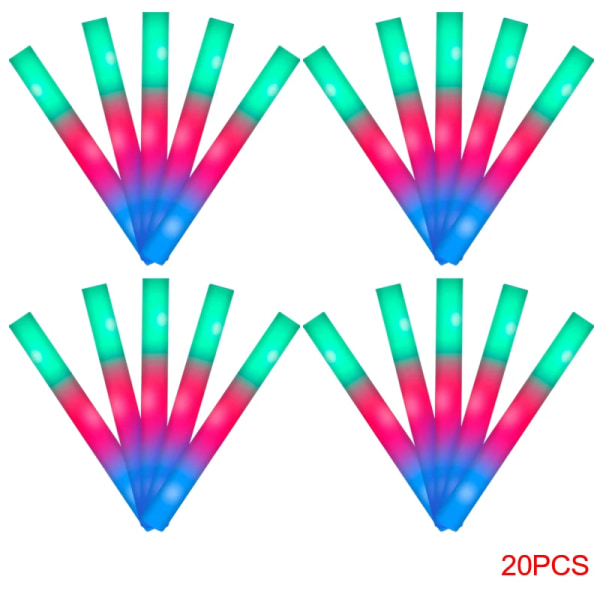 10/20 st Färgglada Glow Sticks LED Skum Cheer Tube Flerfärgad svampstavar lyser in 20pcs