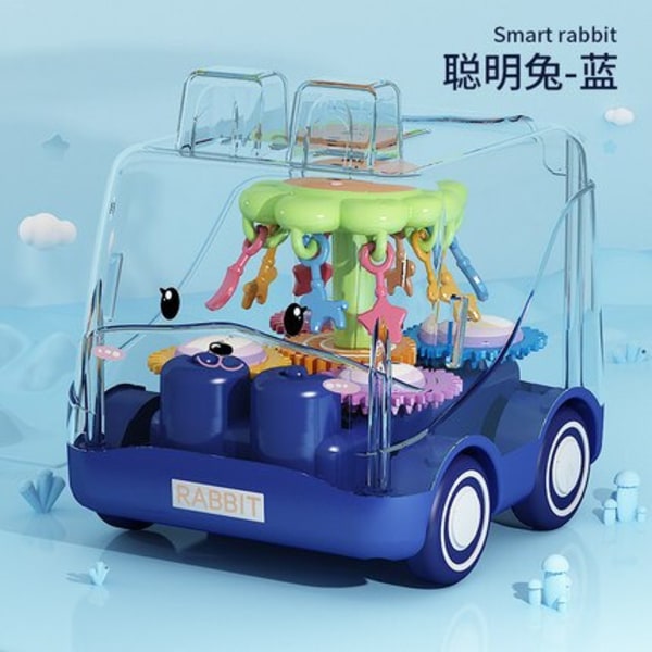 Transparent tröghetsbil för baby , bilmodell, leksaker för småbarn, barnfödelsedagar, 1 år gammal rabbit