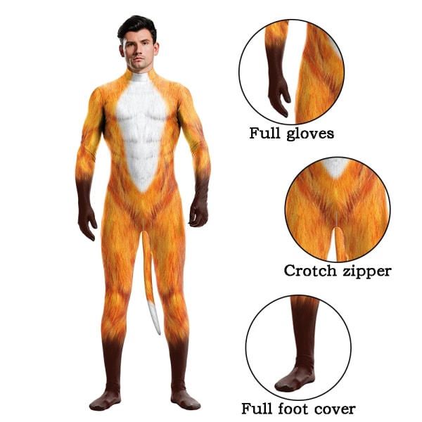 Zawaland Creative Cosplay Animal Husky Wolf Beast Kostymer Unisex cover Elastisk Party Bodysuit Zentai med svans Jumpsuits 1006 M