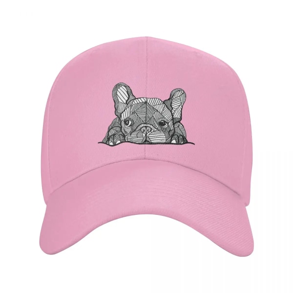 Klassisk Fransk Bulldog Basebollkeps Män Kvinnor Justerbar Unisex Frenchie Hund Pink