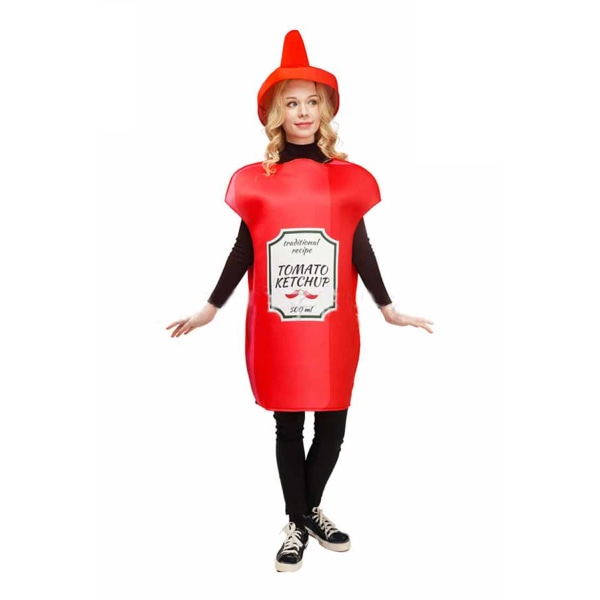 Ketchup Senap Cosplay Unisex Vuxen kostym Kvinnor Män Rolig Mat Rollspel Fantasia Par Halloween Karneval Festkläder Ketchup 175cm to 185cm