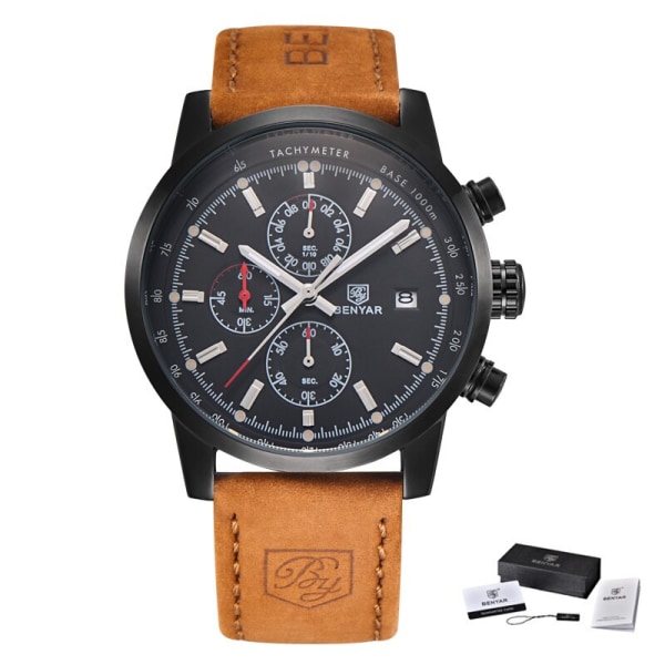 Mode Chronograph Sport Herrklockor Toppmärke Lyx Quartz Watch Reloj Hombre 2016 Klocka Man timme relogio Masculino L Brown black black