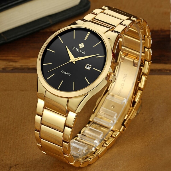 Relojes Hombre 2022 New Top Brand Watch Herr Quartz Business Sports Luxury Guld Svart Vattentät kalenderarmbandsur gold black box