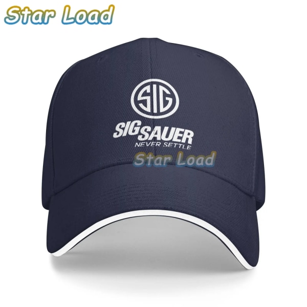 Sig Sauer Firearms Never Settle Logo Retro Klassisk Gevär Pistol Vapen Jakt Cap-5