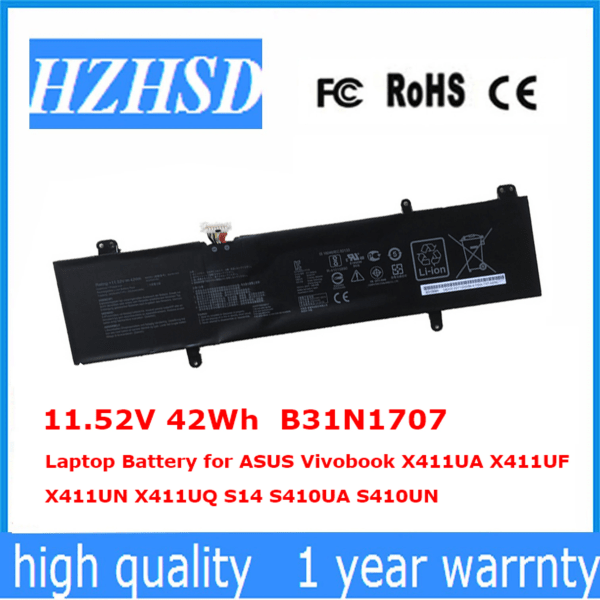 Laptopbatteri 11,52V 42Wh B31N1707 för ASUS Vivobook X411UA X411UF X411UN X411UQ S14 S410UA S410UN