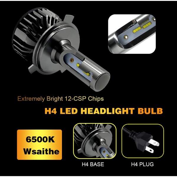 2st H4 H7 LED Strålkastarlampa Canbus Super Bright 22000LM ZES Chips H1 H3 H11 H27 880 HB3 9005 9006 9007 6500K Auto Dimlampa 9008/H13 Hi/Lo