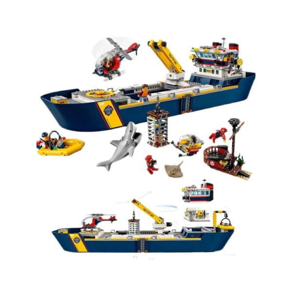 60266 Marinforskningsfartyg Byggstenar Urban Ocean Spaning Fartygsmodell Leksaker för barn Födelsedagspresenter 21617