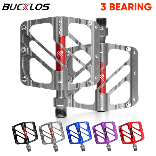 BUCKLOS cykelpedaler 3-lager MTB-cykel platt pedalplattform Ultralätt halkfri DU-lagerplattformspedaler för cykeldel Purple