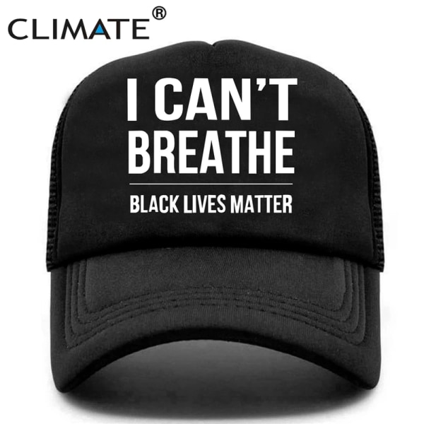 Black Lives Matter Cap Jag kan inte andas Antirasism Cap Antirasistisk Mesh Trucker Breathe Black Cap