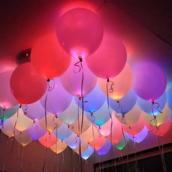 LED-ballongblixtljus Mini flerfärgad hög ljus bröllopsfödelsedag år-himmelblå Sky Blue 50pcs