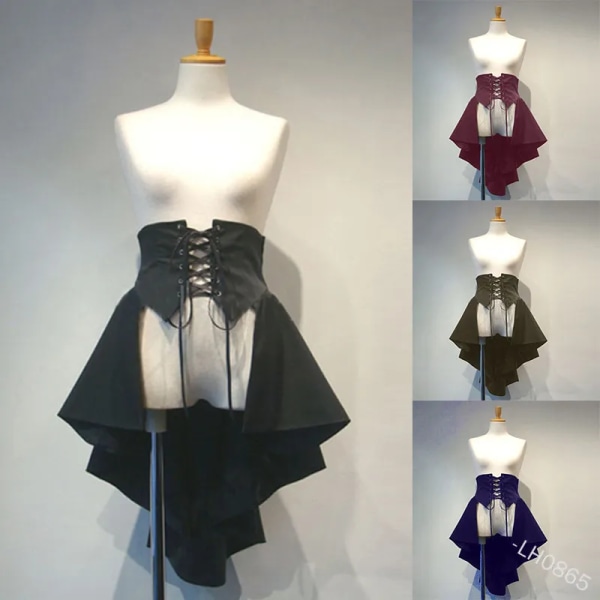 Viktoriansk burleskkjol Gotisk Steampunk-korsettdräkt Punk svarta bustle-kjolar B2 XXL