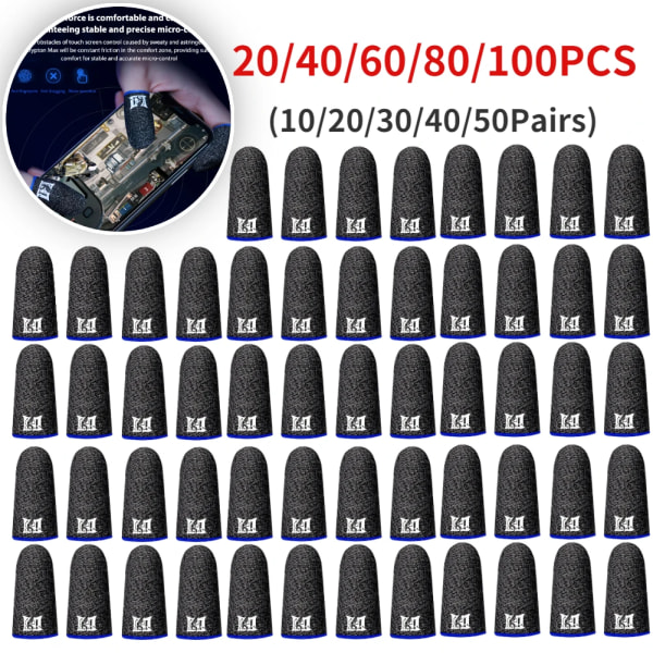 20-100 st för PUBG Gaming Finger Sleeve Andas fingertoppar Svettsäker Anti-halk Fingertop Cover Tumhandskar för mobilspel Finger Cover 10 20pcs (10pairs)