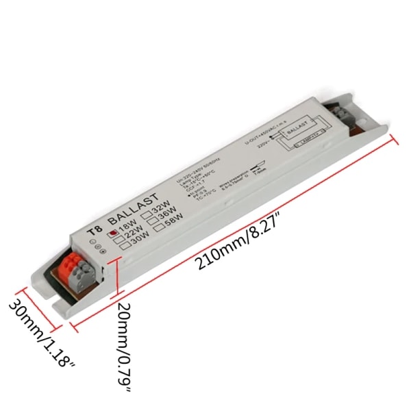 Vanligt använda T8 1x 18W/1x 58W elektronisk ballastutrustning för lysrör Lättviktsförkopplingsdon Drop Shipping 58w