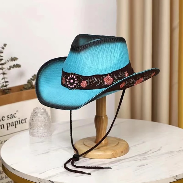 Rosa västerländsk cowboyhatt 2023 sommarsolskydd solhatt halmhatt för män och kvinnor cowboyhatt sombrero hombre Type 3