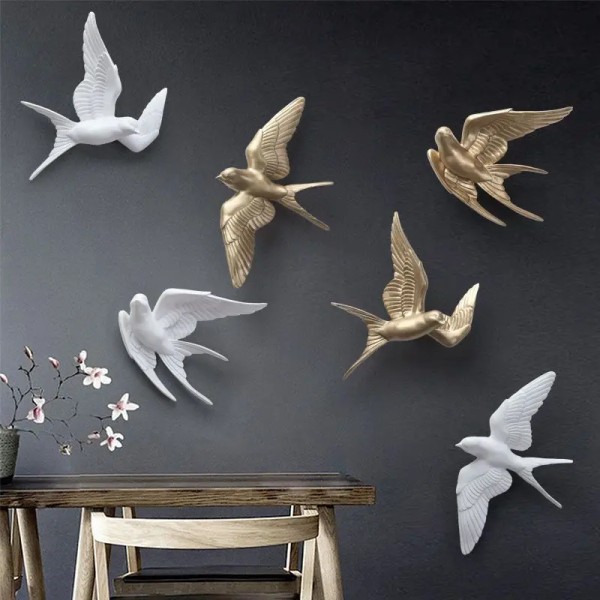 Hartsfåglar kreativa för vägg 3d-klistermärke Vardagsrum Djurfigur Väggmålningar tv Väggbakgrund Dekorativ heminredning Fåglar