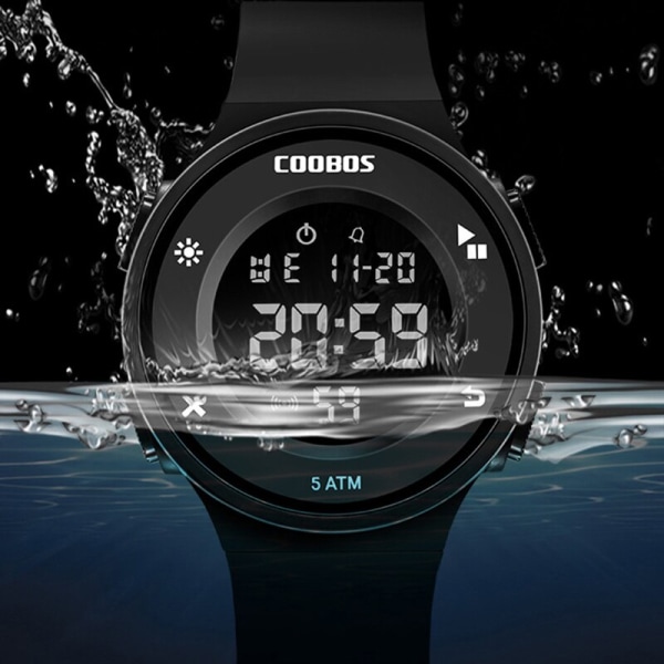 Digital watch för män i koreansk stil Simple Business 5Bar vattentäta LED-armbandsklockor för män Toppmärke Sport Surf Military Watch 0995 blue