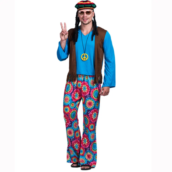 Män Kvinnor Hippie Love Peace Costume Fancy Carnival Herr Vintage 70-talsväst Fest Hippie Outfit Kostym set 1-1 S