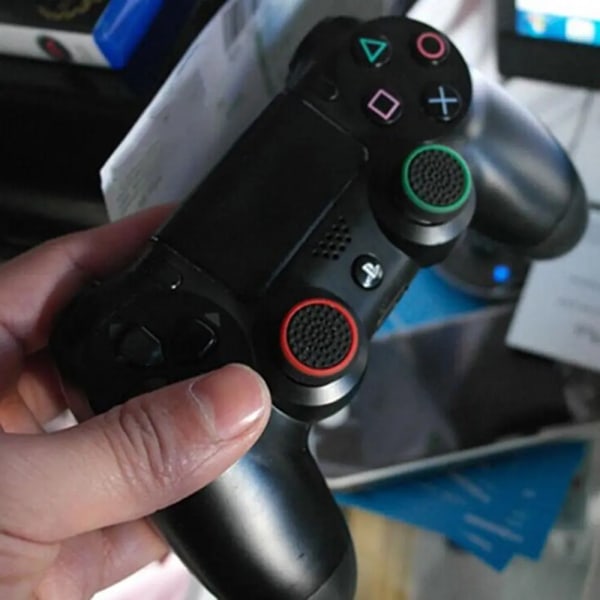 4st halkfri silikon analog joystick Thumb Stick Grip Caps Fodral för PS-3 PS4 PS5 Xbox 360 Xbox One Controller White