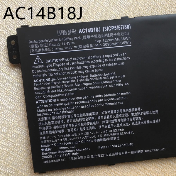 Laptopbatteri AC14B18J AC14B13J För Acer Aspire ES1-732,532G,311,512,523,524,531,533,571,ES1-331,520,731G,CB3-111,V3-111,B115-M,NE515-M AC14B18J