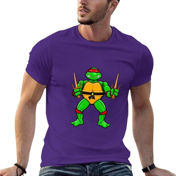 80-talet Raphael Action Figure T-shirt koreansk mode vanlig t-shirt pojkar print skjorta överdimensionerade t-shirts för män Purple XXXL