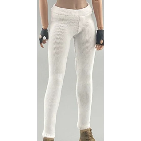 1/12 Kvinnlig Soldat Kläder Klassisk Yoga Kostym Set Kort Yoga Väst Slim Fit Yoga Byxor Passar 6'' Action Figur Body För Fans DIY White Pants