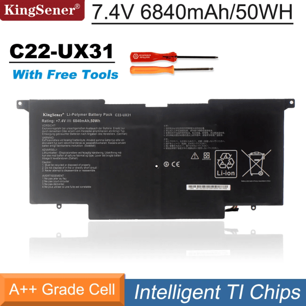 Laptopbatteri KingSener Nytt C22-UX31 för ASUS Zenbook UX31 UX31A UX31E UX31E-DH72 C22-UX31 C23-UX31 7,4V 50WH/6840mAh