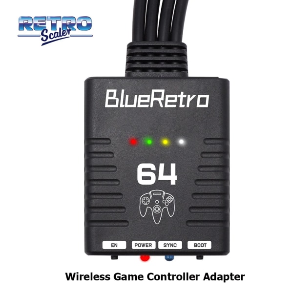 RetroScaler BlueRetro trådlös spelkontrolladapter för Nintendo 64 N64-konsolstöd Upp till fyra trådlösa spelkontroller For N64 1-4