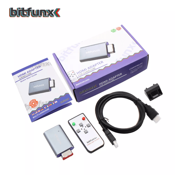 Bitfunx HDMI-kompatibel Line Doubler Adapter Adapter Digital till HDMI GC2HDMI för Nintendo Gamecube NGC NGC HDMI-black