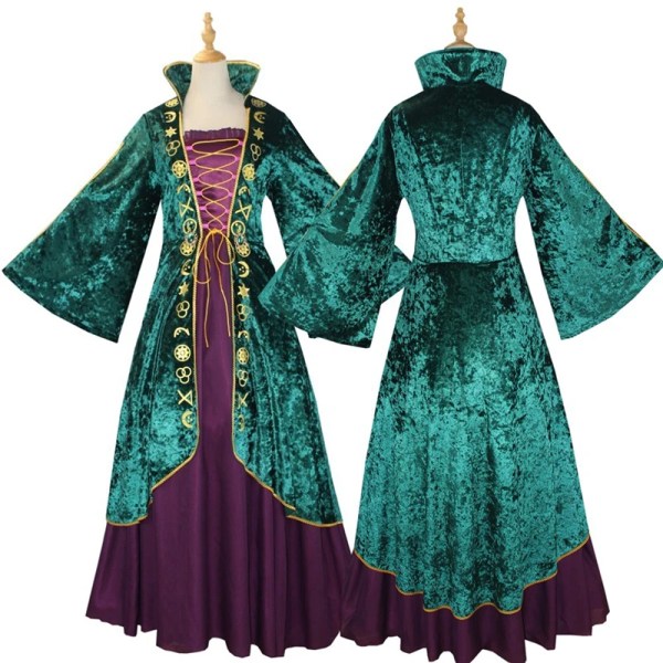 Film Hokus Pokus Cosplay Kostym Häxa Winifred Sanderson Cosplay Lång Klänning Vuxna Kvinnor Flickor Halloween Carnival Kostymer Costume XXXL