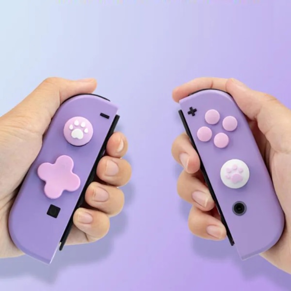 D-pad Move Riktningsknapp Cross ABXY X Button Sticker Joystick Thumb Stick Grip Cap Cover för Nintendo Switch Joy-con Skin Case Pink Paw