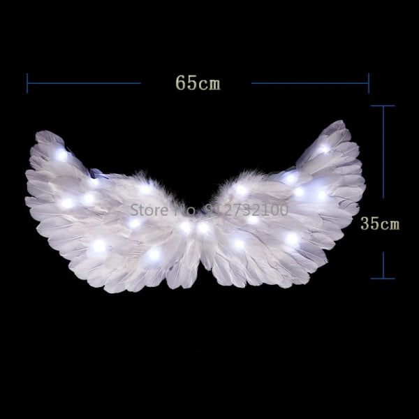 Angel Cosplay Light Tutu-kjol Hårband Glow Feather Wing Födelsedag LED Party Costume-Wing C Wing C for 2-8years kids