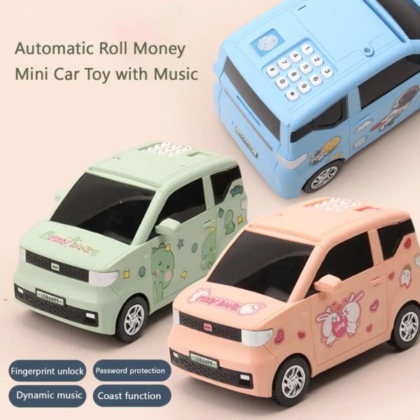 Bilspargris med nyckelbrytare Myntpengar med stor kapacitet Cartoon Bunny Astronaut Mönsterdekaler Födelsedagspresent för barn Pink