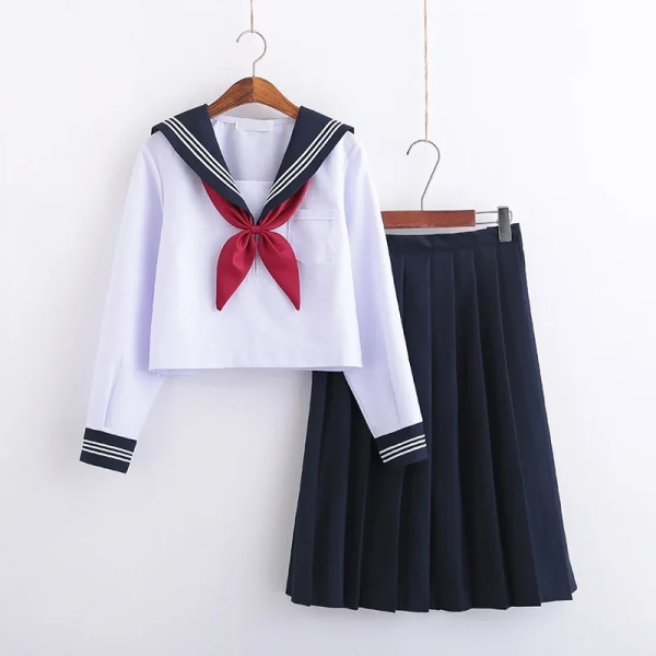 Vit skoldräkt Japansk klass Marin sjömans skoluniformer Studenter Kläder för flickor Anime COSPLAY sjömanskostym Long sleeve 2 XL