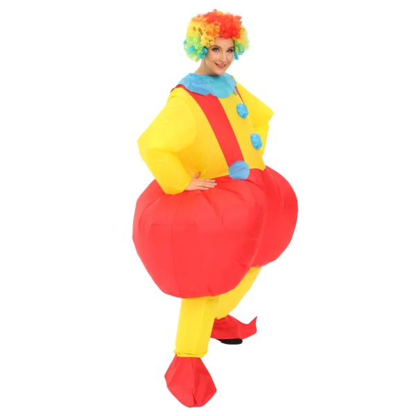Uppsluppen Circus Uppblåsbar Clowndräkt Halloween Karneval Rollspel Årsmöte Scenshow Födelsedagsfest Vuxenstil White Fit Height 150-190cm