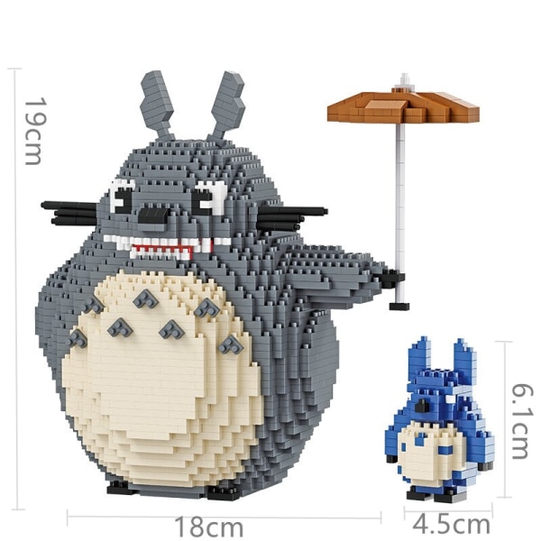 Anime Totoro Inget ansikte Man Katt Tecknad Djur Djur Paraply Modell DIY Mini Diamantblock Tegelstenar Byggnad Barn Vuxen Leksak Gåva Totoro Without Box