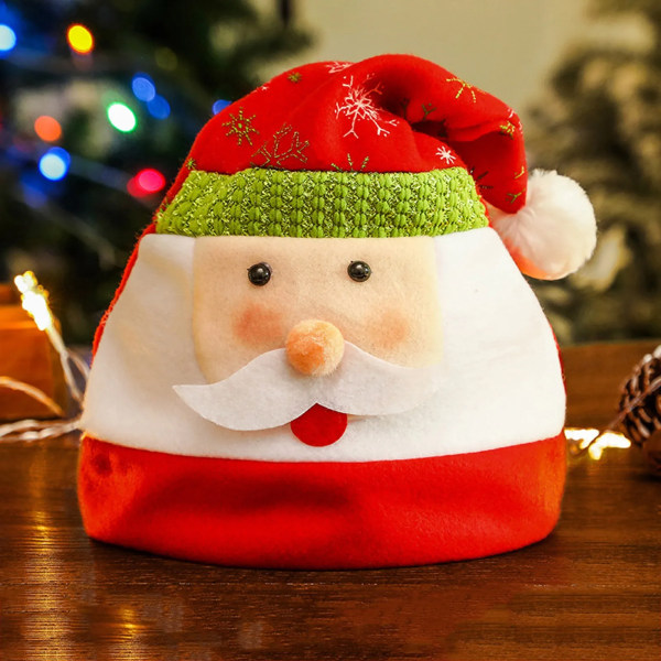 Mjuk tomtehatt Julmössa Cap Tomtekeps till julfest Jul Tecknad Djur Festklänning Semesterpresenter Plysch I