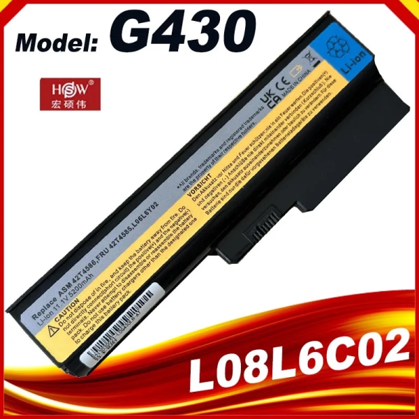 Laptopbatteri 5200MaH för Lenovo 3000 G430 G450 G530 G550 N500 Z360 B460 B550 V460 V450 G455 G555 Y430 l08s6y02