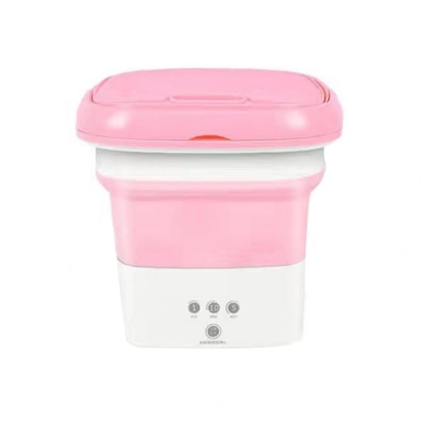 1 set Tvättmaskin med handtag Timing-knapp Touch Control Hopfällbar Arbetsbesparande Tvättmaskin med stor kapacitet Hemmat Pink
