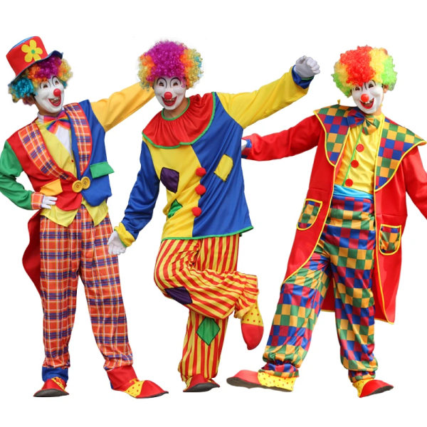 Vuxna män Rolig Cirkus Clown Hatt Dräkt Dam Stygg Joker Fancy Cosplay Carnival Dress Up Ingen peruk ZC-002 4XL