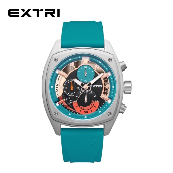 Extri Bästa Nya Herrklockor Toppmärke Lyx Quartz Watch Man Premium Vattentät Sport Kronograf Watch Herr Silikonklocka X6056-F
