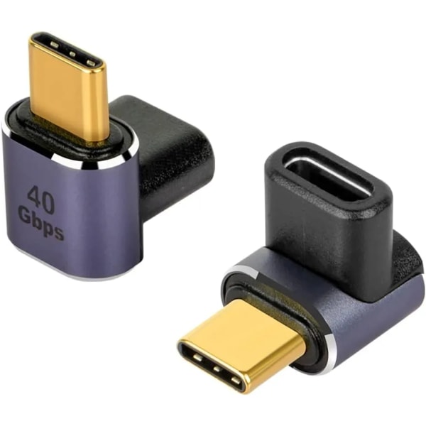 USB C 90 graders adapter USB-C 4.0 40 Gbps PD 100W 8K 60Hz hane till USB-C hona adapter för ångdäcksbrytare Notebook Tablet